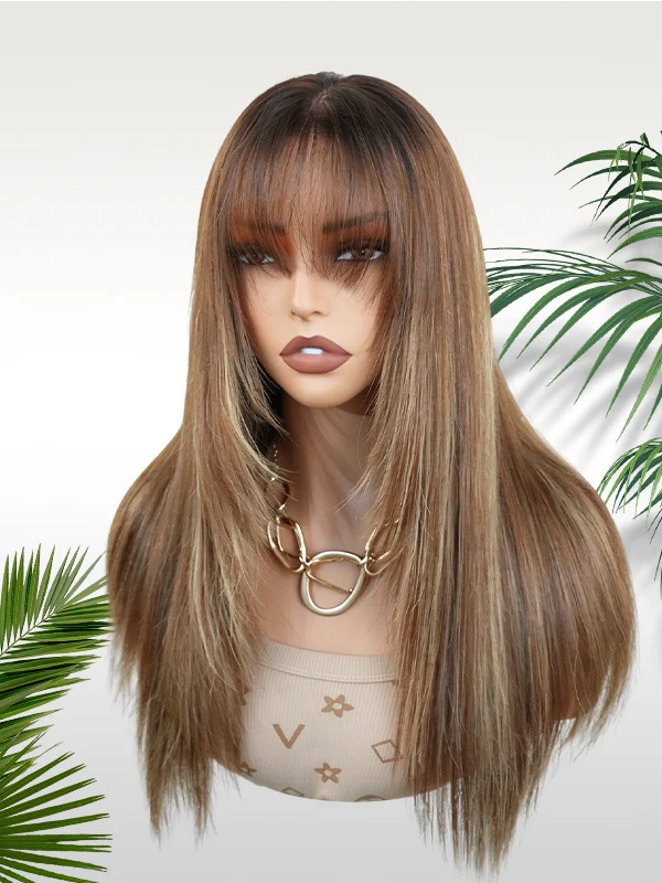 Chinalacewig 5x5 Highlight Layered Cut HD Lace Glueless Human Hair Wig with Invisible Drawstring CA09