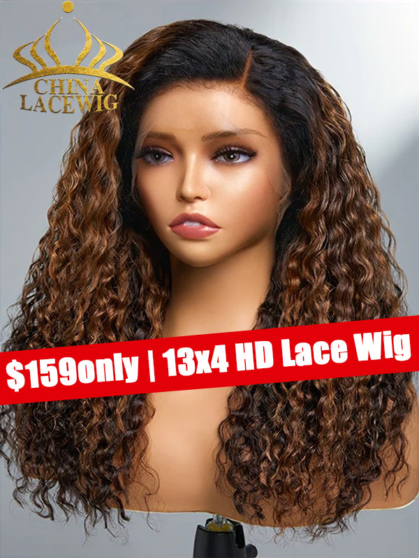 Chinalacewig Black Friday Sale Type 4C Edges Natural Hairline Undetectable Ombre Curly Wig CS08