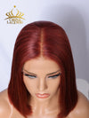 Chinalacewig Orange Bob With Band Human Virgin Hair 5x5 HD Lace Closure Wig CA04