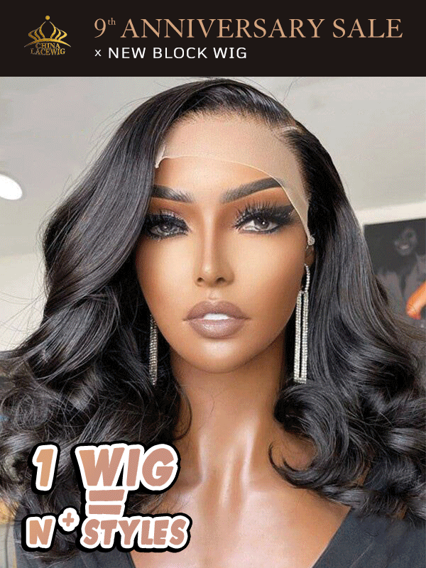 Chinalacewig Body Wave Block Wig With Optional 13*4 HD Frontal Lace Replaceable Tops Renew Wig With Less Cost BR01