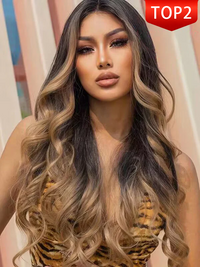 Chinalacewig Highlight Honey Brown Color Body Wave Glueless HD Invisible Lace Wigs HG02