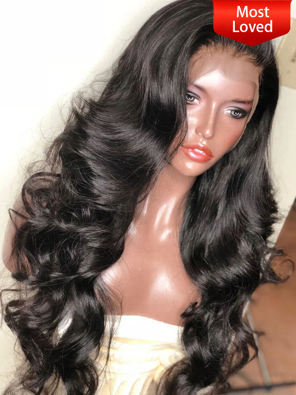 Chinalacewig Long Thick 180% Body Wavy Pre Plucked Hairline 360 Lace Frontal Wigs CF175