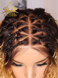 Chinalacewig Most-Fit Cap Knotless Ombre Blonde Top Braided Wigs With Baby Hair Bob Styles 5x5 HD Lace Closure Wigs CA05