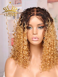 Chinalacewig Most-Fit Cap Knotless Ombre Blonde Top Braided Wigs With Baby Hair Bob Styles 5x5 HD Lace Closure Wigs CA05