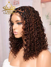Chinalacewig Most-Fit Cap Ombre Brown Color Boho Curls Braided Wigs Pre-Bleached Top Selling 5x5 HD Lace Closure Wigs CA06