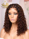 Chinalacewig Most-Fit Cap Ombre Brown Color Boho Curls Braided Wigs Pre-Bleached Top Selling 5x5 HD Lace Closure Wigs CA06