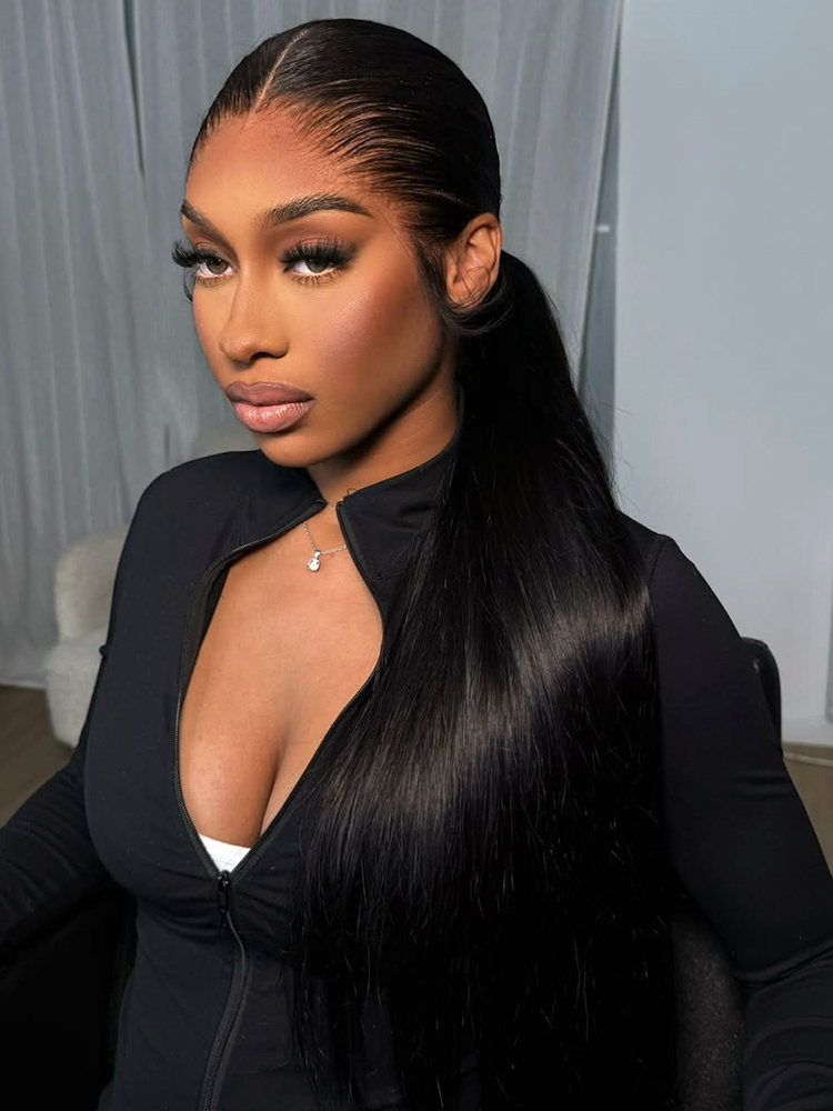 Chinalacewig Natural Lagos Hairline Straight 13x6 HD Lace Front Wig Human Hair No Glue Needed CF08