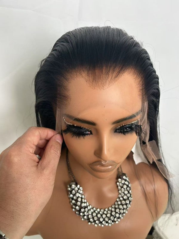 Chinalacewig Natural Lagos Hairline Body Wave13x6 HD Lace Front Wig Human Hair No Glue Needed CF07