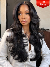 Chinalacewig Undetectable Glueless Layered Body Wave 360 HD Front Lace Wig NCF160