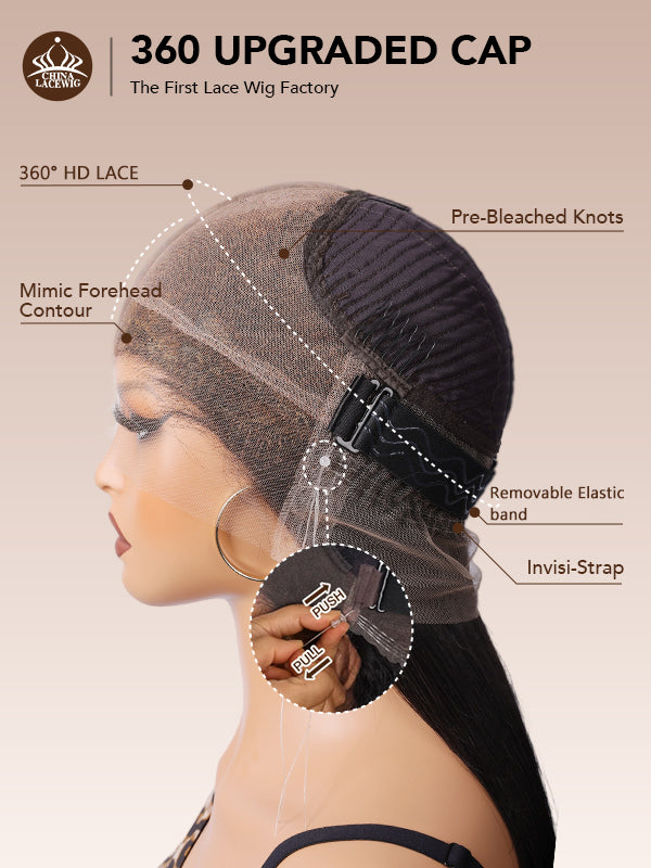 Chinalacewig Undetectable Lace Virgin Human Hair Deep Curly 360 Lace Frontal Wig CF106