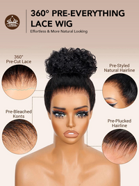 Chinalacewig Undetectable Lace Virgin Human Hair Deep Curly 360 Lace Frontal Wig CF106