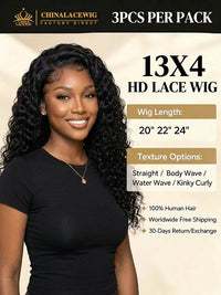 Chinalacewig Wholesale Deal: 13x4 HD Lace Front Human Hair Wigs, Pre-Bleached Knots & Pre-Plucked Hairline WH04