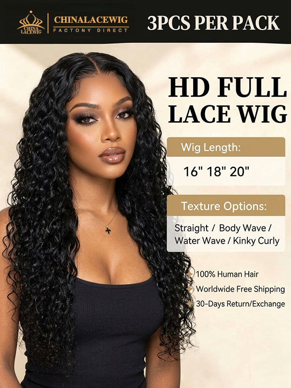 Chinalacewig Wholesale Deal: HD Full Lace Front Human Hair Wigs, Pre-Bleached Knots & Pre-Plucked Hairline WH09