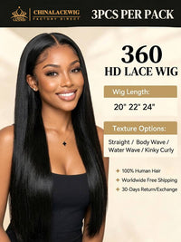 Chinalacewig Wholesale Deal: 360 HD Lace Front Human Hair Wigs, Pre-Bleached Knots & Pre-Plucked Hairline WH08