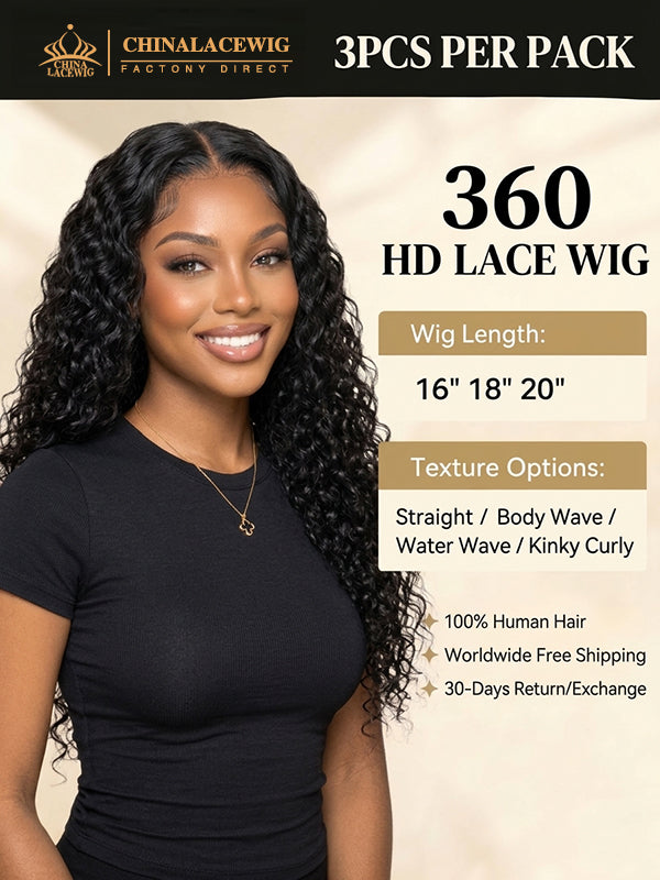 Chinalacewig Wholesale Deal: 360 HD Lace Front Human Hair Wigs, Pre-Bleached Knots & Pre-Plucked Hairline WH07