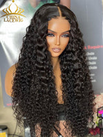 Chinalacewig Flowy Bohemian Curly 5x5 HD Lace Glueless Middle Part Long Wig 100% Human Hair CL010