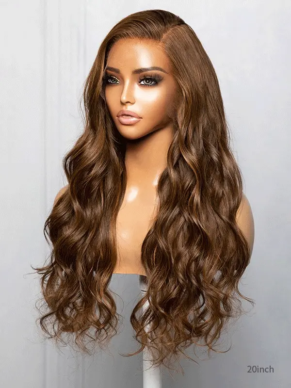 Chinalacewig High Quality Human Hair Wigs HD Lace Brown Highlights Wig CH01
