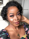 Pixie Curly Wig Top Virgin Human Hair Full HD Lace Curly Hair With Bleached Knots CF09