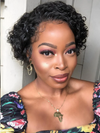 Pixie Curly Wig Top Virgin Human Hair Full HD Lace Curly Hair With Bleached Knots CF09