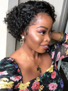 Pixie Curly Wig Top Virgin Human Hair Full HD Lace Curly Hair With Bleached Knots CF09