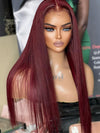 Chinalacewig 50% Off Limited 1 Piece For 13x4 Transparent Lace Front Wig 99j Burgundy Color Straight Wig 100% Virgin Human Hair Wig For Black Women