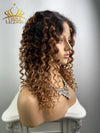 Chinalacewig Glueless Human Hair Lace Front Wig Blonde Ombre Color Deep Curly Wigs NCF990
