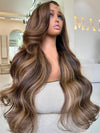Chinalacewig Human Virgin Hair Highlight Brown 360 HD Lace Wig With  Pre Plucked Elastic Band CF75