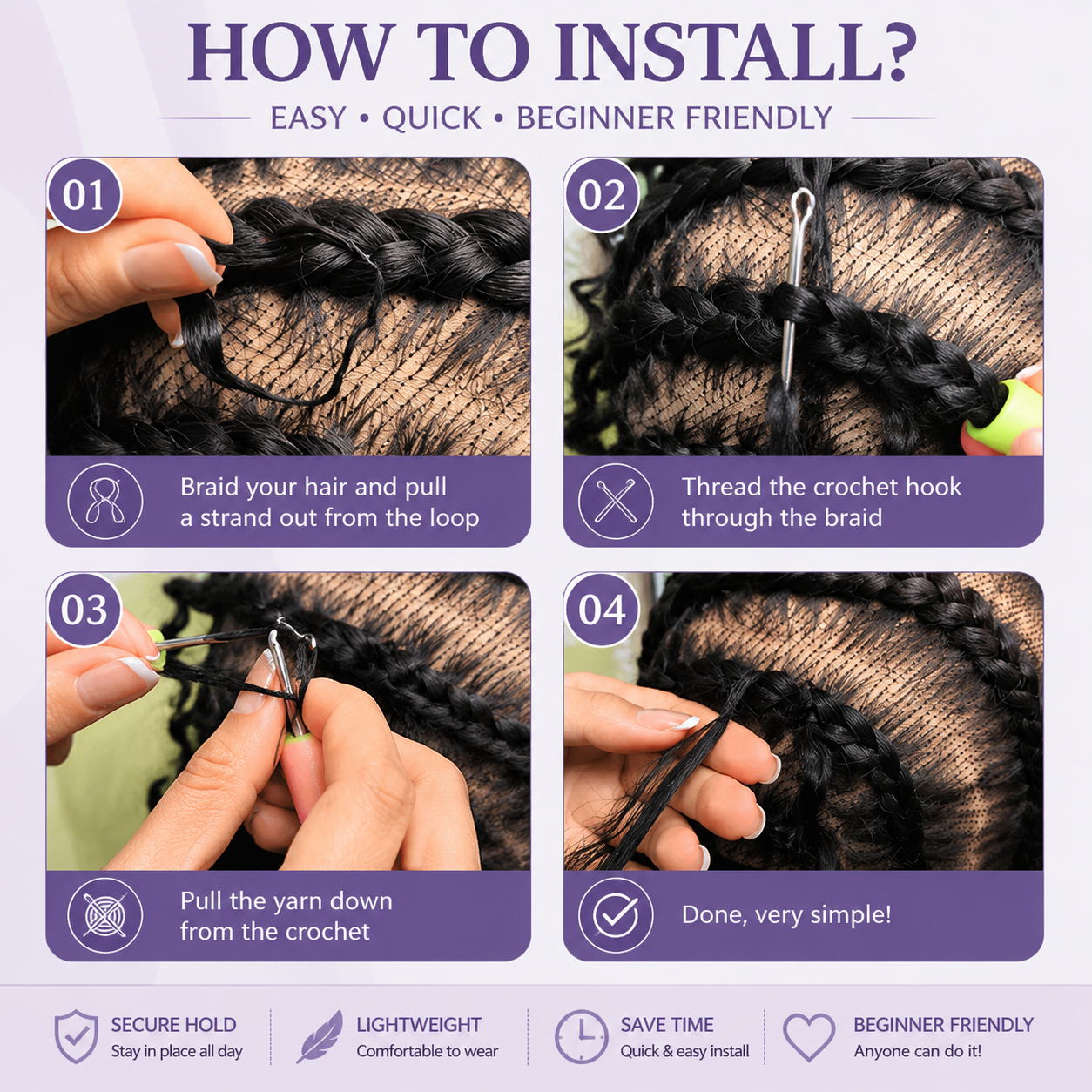 Chinalacewig Deep Wave Pre-Separated Human Hair Crochet Hair Extensions | Natural Looking Seamless Protective Style CU03