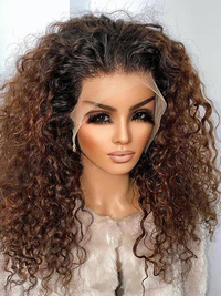 VIP Customers Only Ombre Chocolate Brown Curly Compact 13X6 HD Lace Front Wig SP02