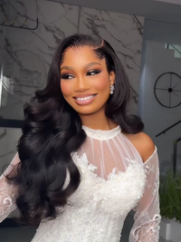 Chinalacewig Natural Lagos Hairline Body Wave13x6 HD Lace Front Wig Human Hair No Glue Needed CF07