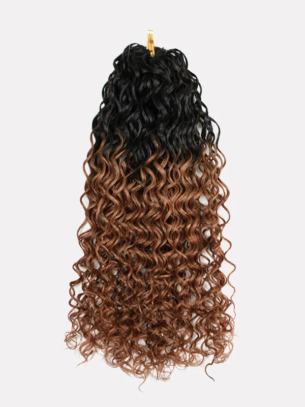 Chinalacewig Water Wave 1B/30 Pre-Separated Human Hair Crochet Hair Extensions | Natural Looking Protective Style CU04