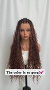 Chinalacewig #30 Color Flexi-Fit Invisible Drawstring Cap Full Lace Knotless Boho Curls Braided Long Wig Super Natural Scalp CB05