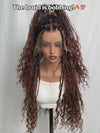 Chinalacewig #30 Color Flexi-Fit Invisible Drawstring Cap Full Lace Knotless Boho Curls Braided Long Wig Super Natural Scalp CB05