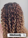 Chinalacewig Glueless Human Hair Lace Front Wig Blonde Ombre Color Deep Curly Wigs NCF990