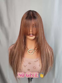 Chinalacewig 5x5 Highlight Layered Cut HD Lace Glueless Human Hair Wig with Invisible Drawstring CA09