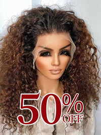 VIP Customers Only Ombre Chocolate Brown Curly Compact 13X6 HD Lace Front Wig SP02