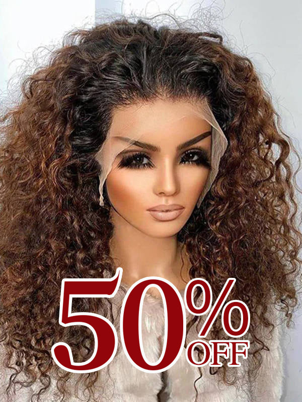 VIP Customers Only Ombre Chocolate Brown Curly Compact 13X6 HD Lace Front Wig SP02