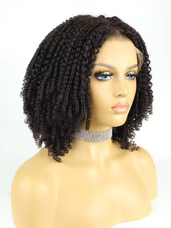 Chinalacewig 13X6in 2In1 Tight Twisted Curly HD Lace Human Virgin Wig GW02