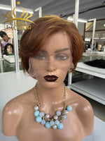 Chinalacewig Ombre Blonde Short Pixie Cut 100% Human Virgin Brazilian Hair Lace Front Wigs CF560