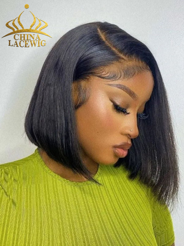 2022 Chinalacewig Natural Color Side Part C-pat Human Hair Summer Bob CF557 china lace wigs  shop human hair wigs wigs for women