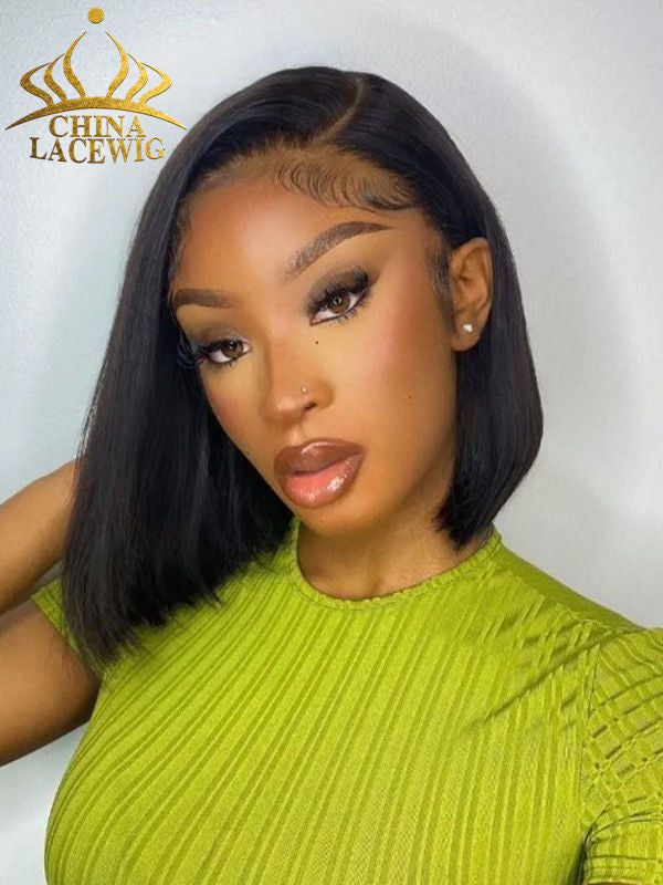 2022 Chinalacewig Natural Color Side Part C-pat Human Hair Summer Bob CF557 china lace wigs  shop human hair wigs wigs for women