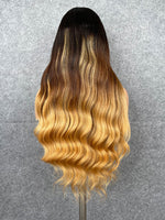 Chinalacewig 30A Custom Ombre Color 13x6 Lace Frontal Wig Bleached Knots Human Virgin Hair C016