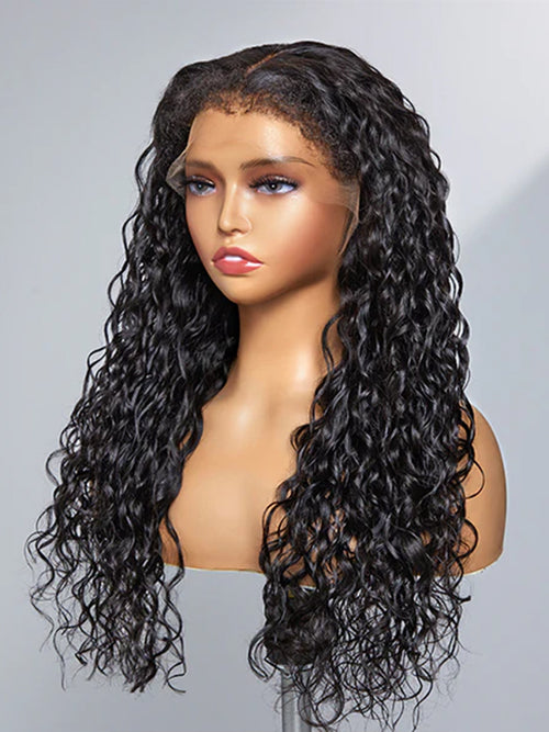 Chinalacewig Type 4C Edges Curly Baby Hairline Undetectable HD Lace Front Wig Water Wave With Pre-plucked 4C Natural Hairline NEW006