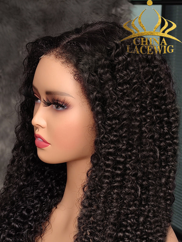 Chinalacewig Type 4C Hair Line Undetectable HD Lace Front Wig Curly With Pre-plucked 4C Natural Hairline NEW002