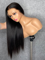 Chinalacewig Custom Wig Silky Straight 360 HD Lace Wigs Human Hair Natural Black C014
