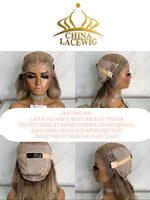 Chinalacewig Custom color Lace Frontal Blonde Color Bleached Knots Human Virgin Hair C010