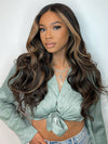 Chinalacewig Anniversary Sale Highlight Color Body Wave 13x4 HD Invisible Lace Front Wig ANS01