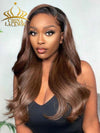 Chinalacewig Wavy Ombre Brown Color 13x6 HD Lace Front Human Hair Wigs Pre Plucked With Baby Hair CF191