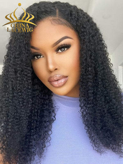 Chinalacewig Best Virgin Human Hair Black Color Afro Curl 360 HD Lace Wig For Woman NCF89china lace wigs  shop human hair wigs wigs for women