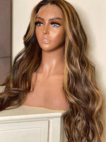 Chinalacewig 150% Density Highlight Color HD Lace Lace Front Body Wave Hair Wig CF535